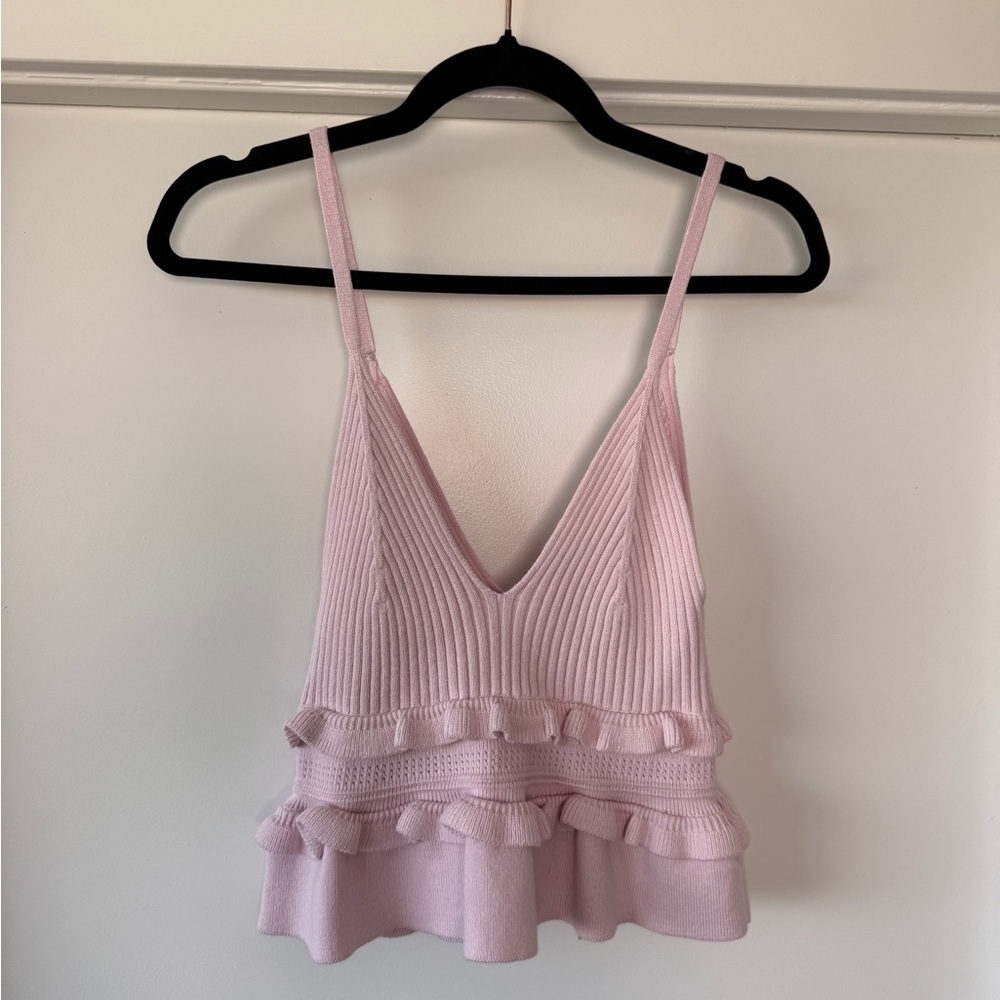 NWT BCBG Pink Ruffled Knit Top